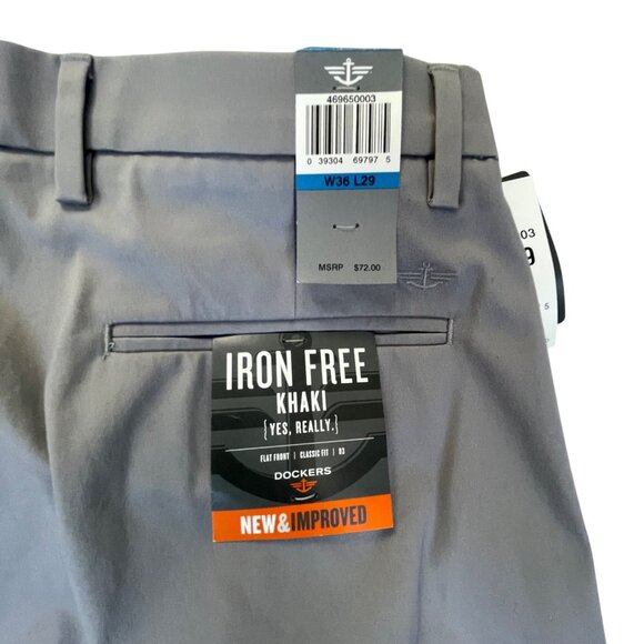 Dockers Mens Gray Cotton Blend Iron Free Straight Fit Khaki Pants Sz 36x29 - New - Picture 7 of 12